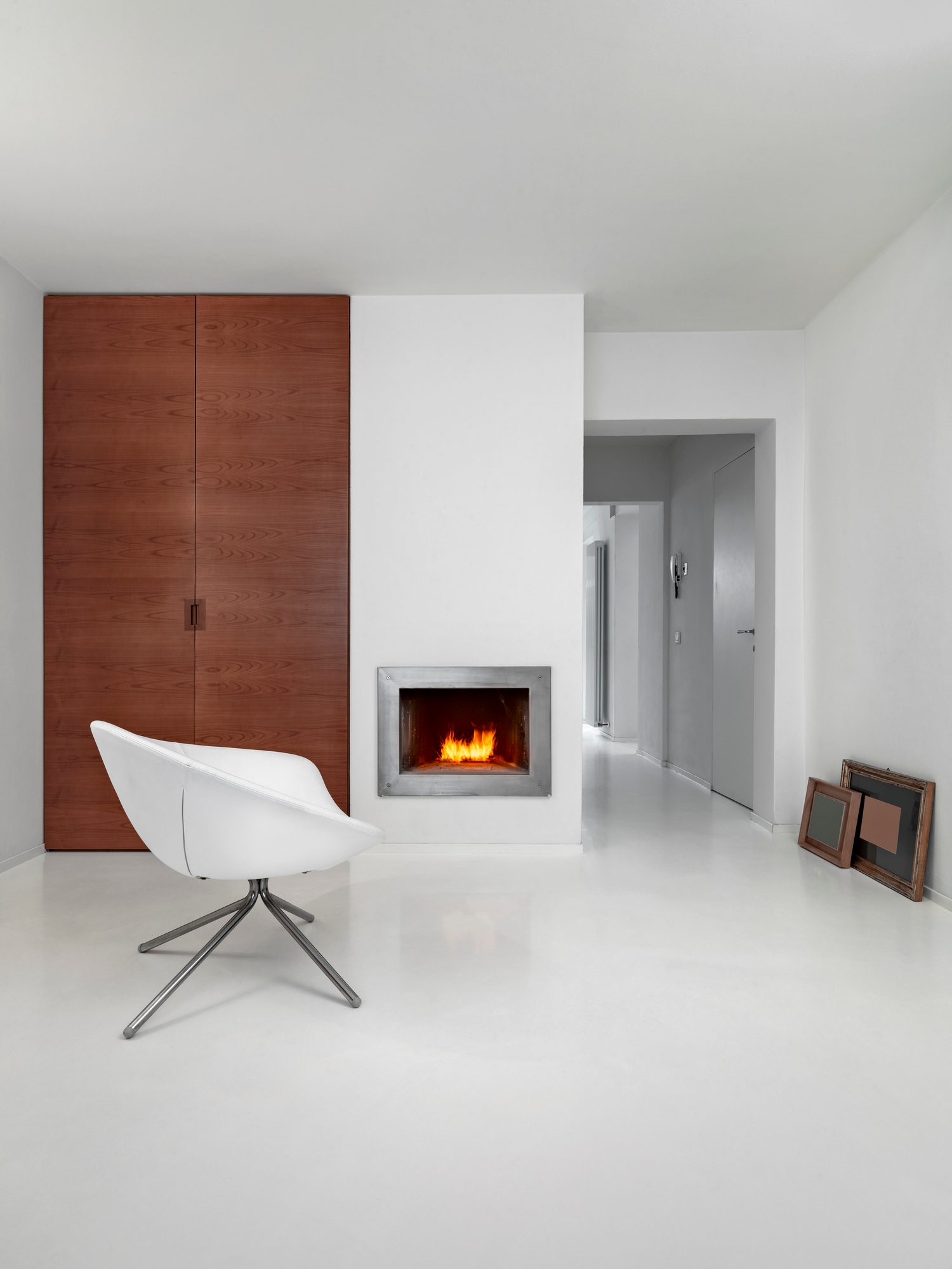 Interiors of a Modern Living Room With Fireplace